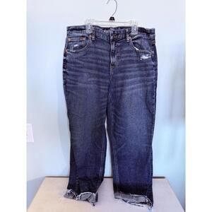 American Eagle Dark Blue Distressed Straight Leg Jeans